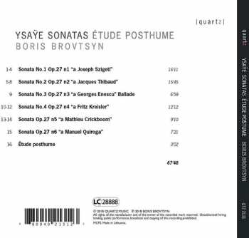 CD Eugene Ysaye: Sonatas; Étude Posthume