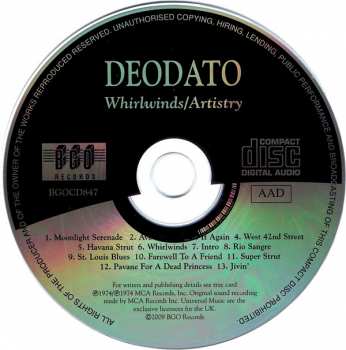 CD Eumir Deodato: Whirlwinds/Artistry