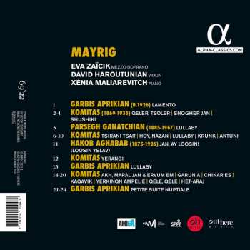 CD Eva Zaïcik: Mayrig to Armenian Mothers