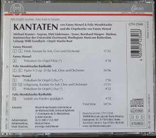 CD Felix Mendelssohn-Bartholdy: Kantaten (Und Die Orgelwerke Von F. Hensel)