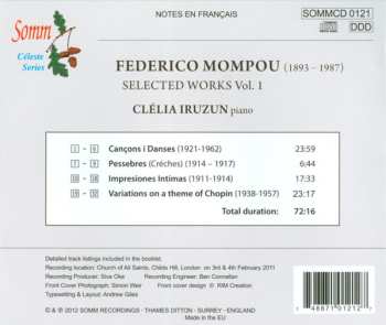 CD Frederic Mompou: Selected Works Volume I