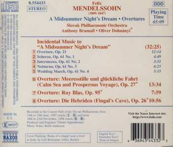 CD Felix Mendelssohn-Bartholdy: A Midsummer Night's Dream (Overtures: Ruy Blas • Hebrides • Calm Sea And Prosperous Voyage)