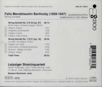 CD Felix Mendelssohn-Bartholdy: String Quintets Op. 87 B Flat Major / Op. 18 A Major