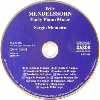 CD Felix Mendelssohn-Bartholdy: Early Piano Music
