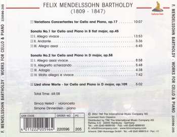 CD Felix Mendelssohn-Bartholdy: Works for Cello & Piano