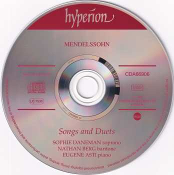 CD Felix Mendelssohn-Bartholdy: Songs And Duets