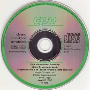 CD Felix Mendelssohn-Bartholdy: String Symphonies Vol. 3