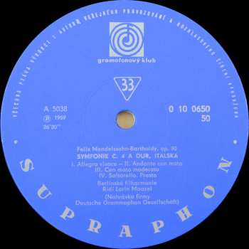 LP Berliner Philharmoniker: Symfonie Č. 4 A Dur „Italská” A Č. 5 D Moll „Reformační”