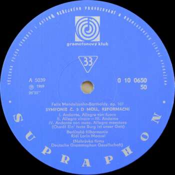 LP Berliner Philharmoniker: Symfonie Č. 4 A Dur „Italská” A Č. 5 D Moll „Reformační”