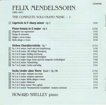 CD Felix Mendelssohn-Bartholdy: The Complete Piano Music – 1