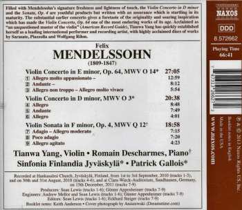 CD Felix Mendelssohn-Bartholdy: Violin Concertos, Violin Sonata In F Minor