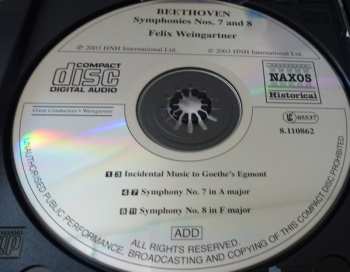 CD Ludwig van Beethoven: Symphony No. 7 / Symphony No. 8 / Egmont Overture