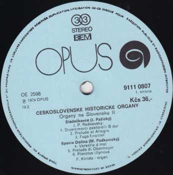 LP Ferdinand Klinda: Czechoslovak Historic Organs / Organs In Slovakia II.