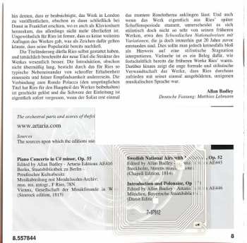 CD Ferdinand Ries: Piano Concerto, Op. 55 (Swedish National Airs With Variations Introduction And Polonaise)