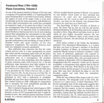 CD Ferdinand Ries: Piano Concerto, Op. 55 (Swedish National Airs With Variations Introduction And Polonaise)