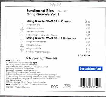 CD Ferdinand Ries: String Quartets Vol. 1