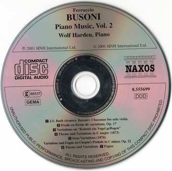 CD Ferruccio Busoni: Piano Music Vol. 2 (Variations And Fugue On Chopin's Prelude In C Minor / Transcription Of J. S. Bach's Chaconne For Solo Violin)