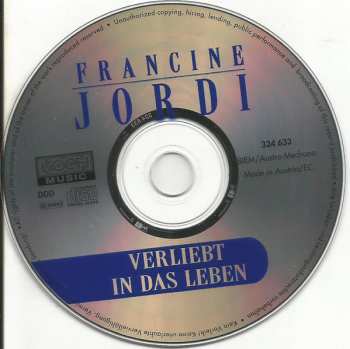 CD Francine Jordi: Verliebt In Das Leben