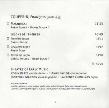 CD Daniel Taylor: Leçons De Ténèbres