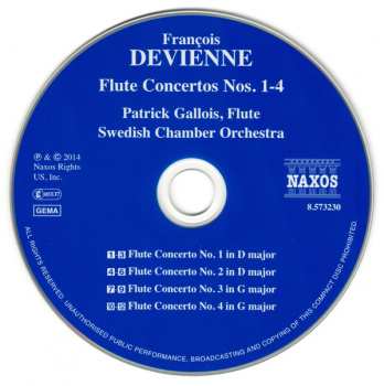 CD François Devienne: Flute Concertos Nos. 1-4