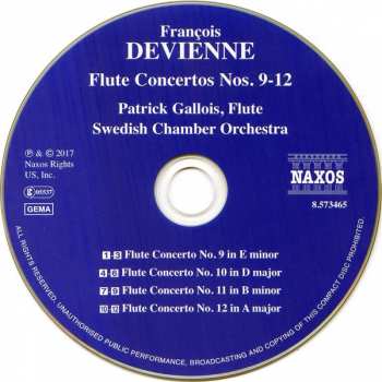 CD François Devienne: Flute Concertos Nos. 9-12