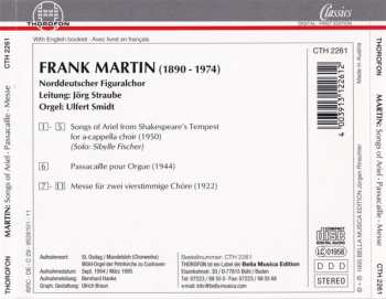 CD Frank Martin: Songs Of Ariel / Passacaille Pour Orgue / Messe