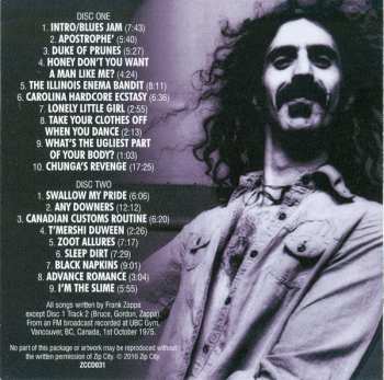 2CD Frank Zappa: Vancouver Workout