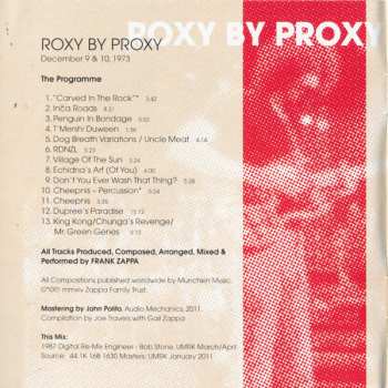 CD Frank Zappa: Roxy By Proxy