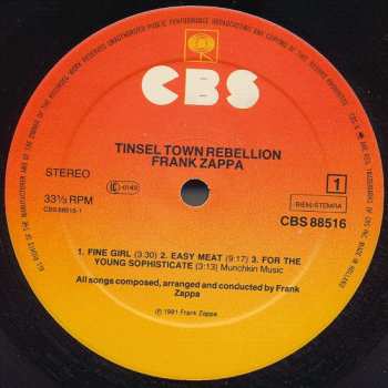 2LP Frank Zappa: Tinsel Town Rebellion