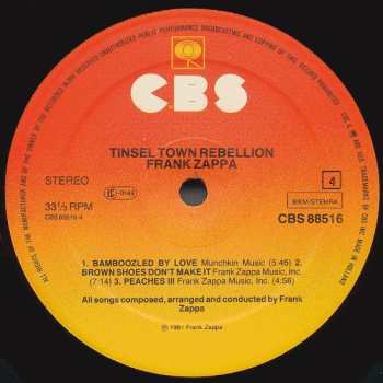 2LP Frank Zappa: Tinsel Town Rebellion