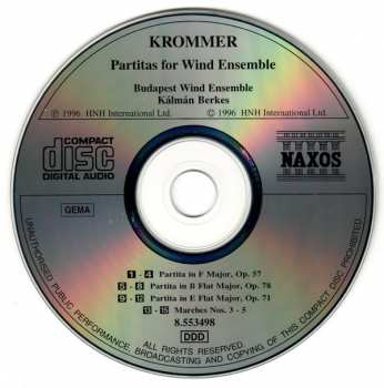 CD František Vincenc Kramář - Krommer: Partitas For Wind Ensemble (Harmonie Musik)