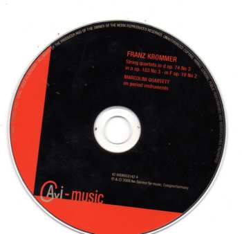 CD František Vincenc Kramář - Krommer: Franz Krommer String Quartets 