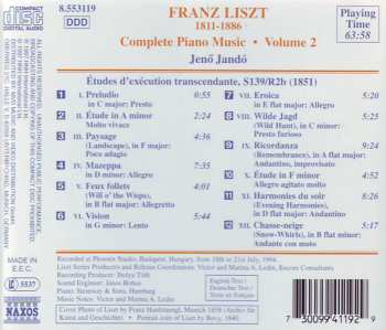 CD Franz Liszt: Complete Piano Music • Volume 2 - Etudes D'Exécution Transcendante (Transcendental Studies) 1851 Version