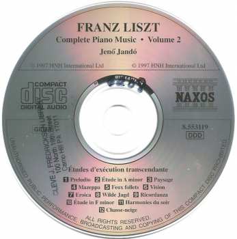 CD Franz Liszt: Complete Piano Music • Volume 2 - Etudes D'Exécution Transcendante (Transcendental Studies) 1851 Version