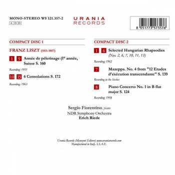 2CD Franz Liszt: Consolations; Selected Hungarian Rhapsody; Suisse, From Année de Pelérinage; Mazeppa; Piano Concerto No. 1