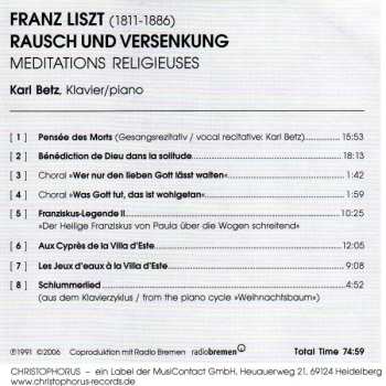 CD Franz Liszt: Rausch Und Versenkung - Meditations Religieuses 