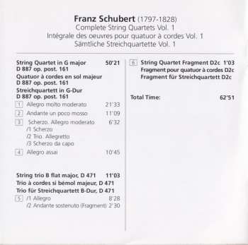 CD Franz Schubert: Complete String Quartets (String Quartet G Major ∙ D 887 / String Trio B Major ∙ D 417 / Fragment ∙ D 2c)
