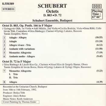 CD Franz Schubert: Octet D. 803 For Strings, Clarinet, Bassoon And Horn - Octet D. 72 For Oboes, Clarinets, Bassoons And Horns