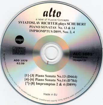 CD Franz Schubert: Piano Sonatas 13, 14 / Impromptus (D899) Nos. 2, 4