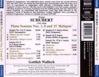 CD Franz Schubert: Piano Sonatas Nos. 1, 8 And 15 'Reliquie'