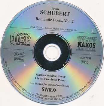 CD Franz Schubert: Romantic Poets, Vol. 2