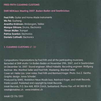 CD Fred Frith: Clearing Customs