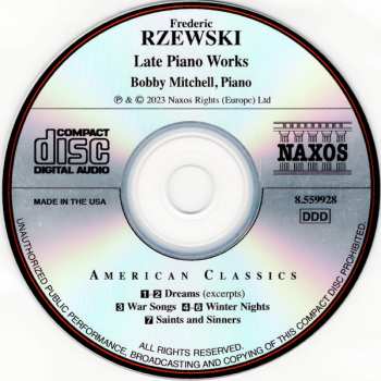 CD Frederic Rzewski: Late Piano Works