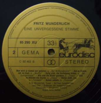 2LP Fritz Wunderlich: Eine Unvergessene Stimme