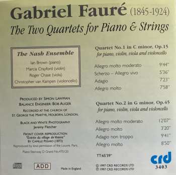 CD Gabriel Fauré: The Two Quartets For Piano & Strings