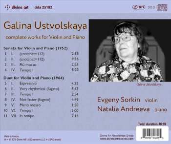 CD Galina Ustvolskaya: Complete Works For Violin And Piano