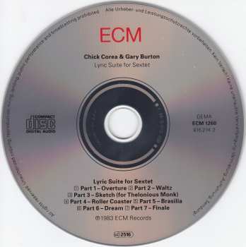CD Gary Burton / Chick Corea: Lyric Suite For Sextet