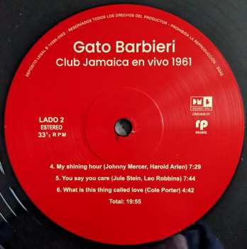 LP Gato Barbieri: Club Jamaica Buenos Aires En Vivo - 1961