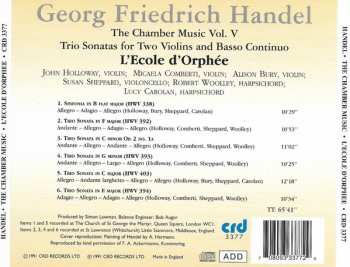CD Georg Friedrich Händel: The Chamber Music Vol. V: The Trio Sonatas For Two Violins And Basso Continuo 