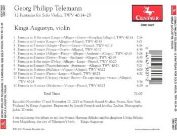 CD Georg Philipp Telemann: 12 Fantasias For Solo Violin, TWV 40:14-25